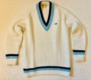 Vtg Fred Perry V-neck / cricket tennis wool sweater old money preppy Ivy League